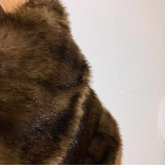 Vintage faux fur mink coat medium brown vegan classic mink tails tassels trench - Picture 4 of 12